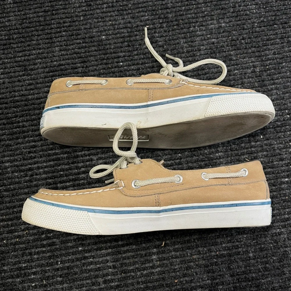 Sperry Top-Sider Boat Shoes Youth 6M Tan Leather Nautical Loafers preppy slipon